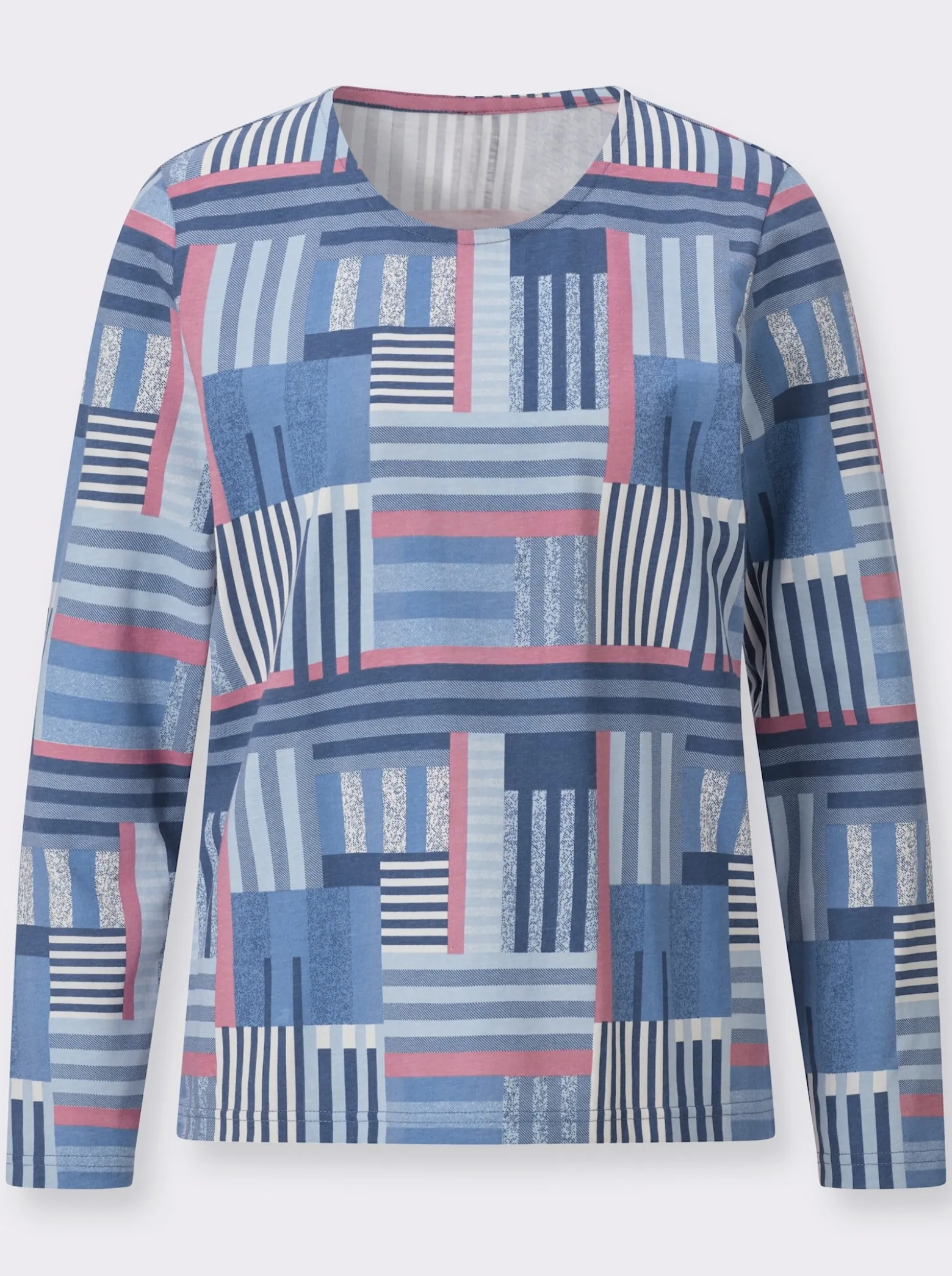 Langarmshirt in gestreifter Patch-Optik