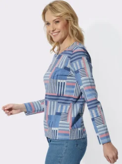 Langarmshirt in gestreifter Patch-Optik