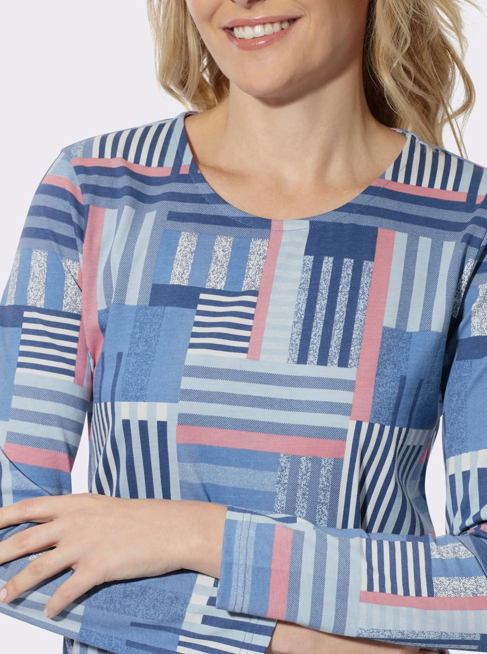 Langarmshirt in gestreifter Patch-Optik
