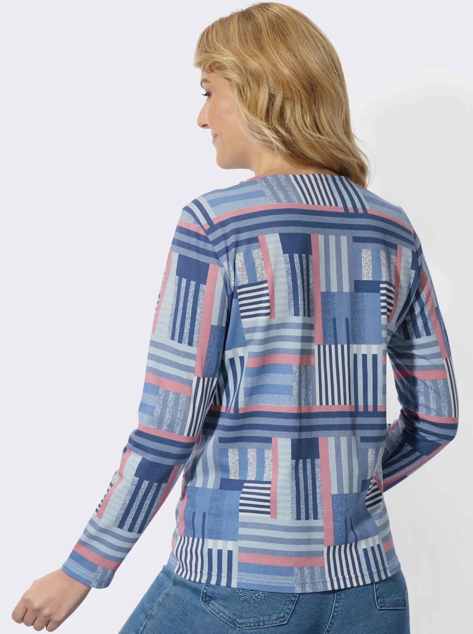 Langarmshirt in gestreifter Patch-Optik