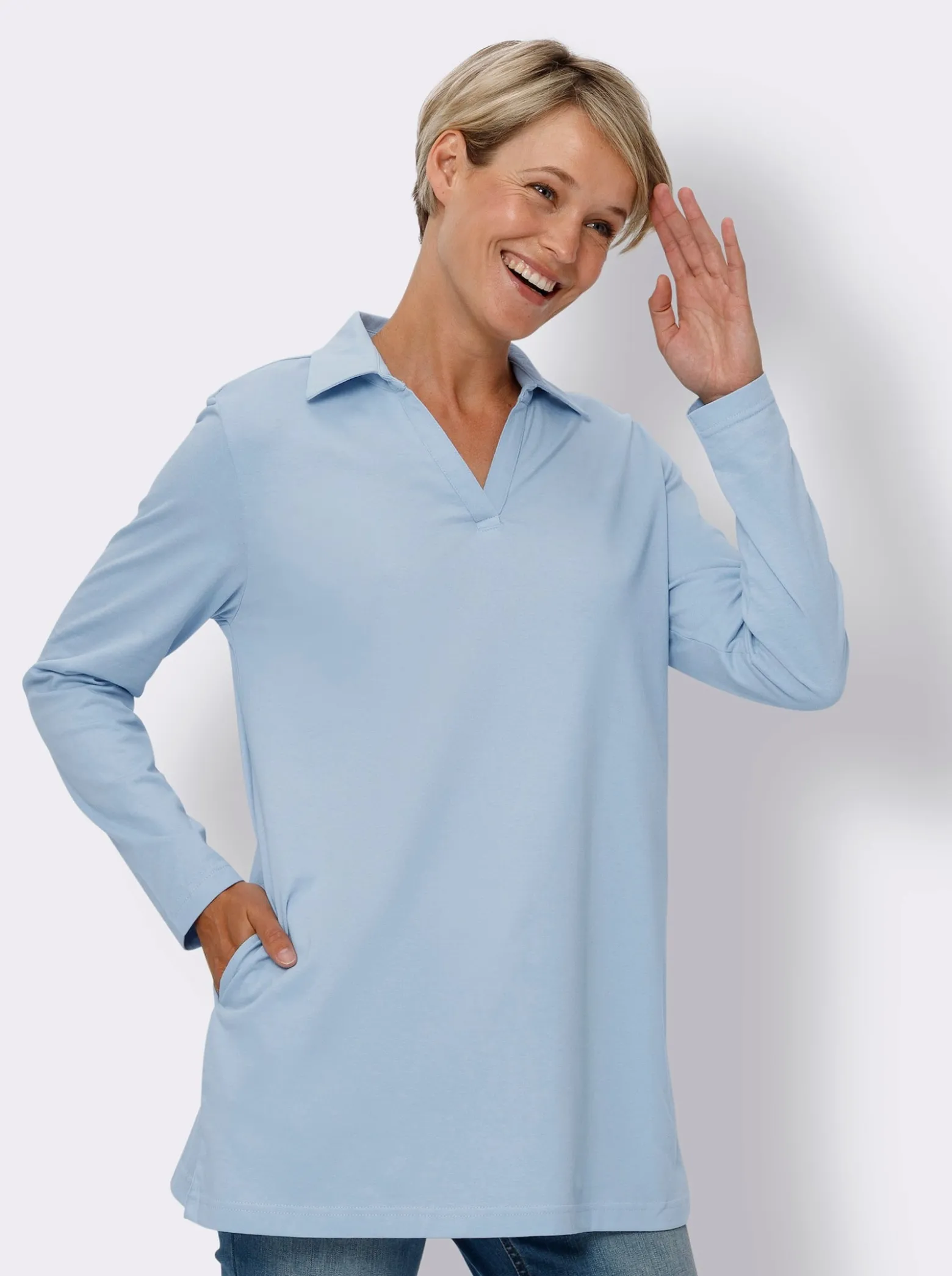Langarmshirt in Longform