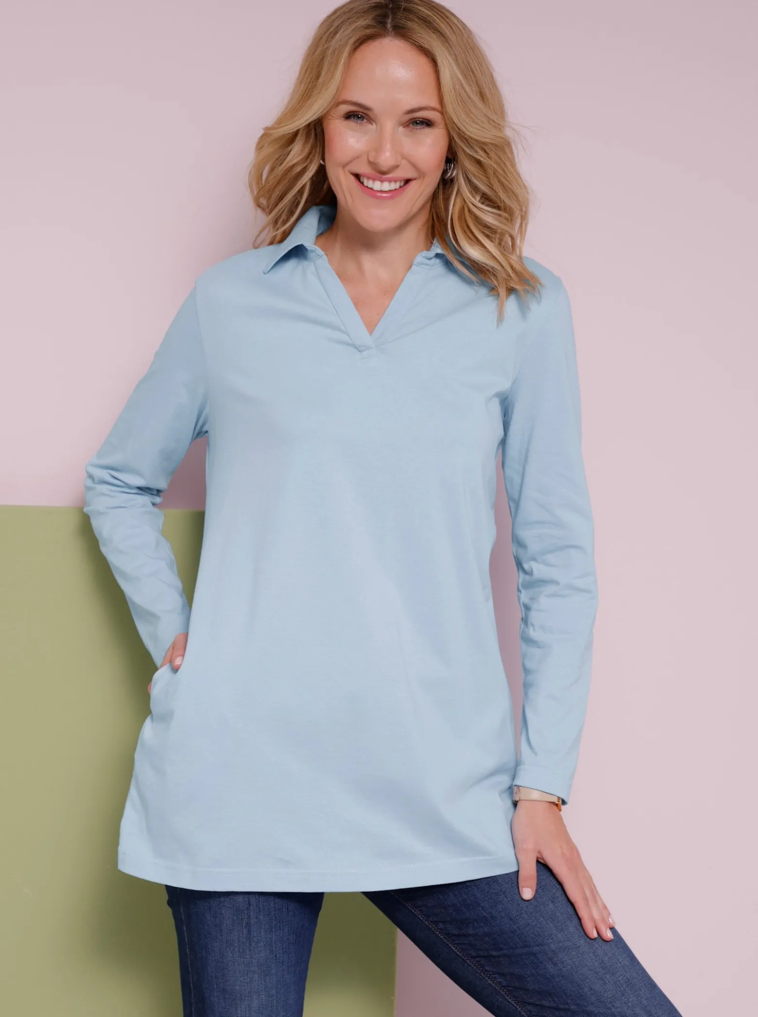 Langarmshirt in Longform