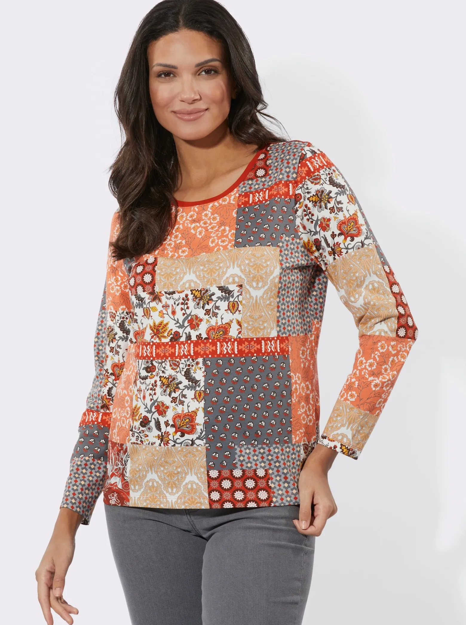 Langarmshirt in Patchwork-Optik