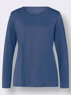 Langarmshirt in reiner Baumwolle