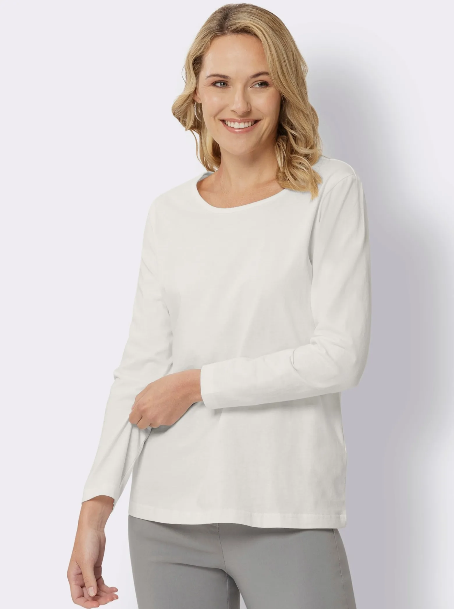 Langarmshirt in reiner Baumwolle