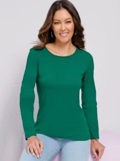 Langarmshirt in reiner Baumwolle