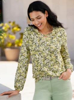 Langarmshirt mit überkreuzten Bändern