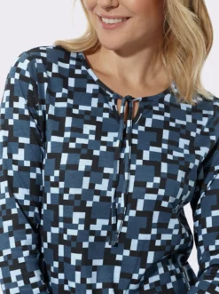 Langarmshirt mit Bindeband am Ausschnitt