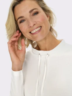 Langarmshirt mit Bindeband am Ausschnitt