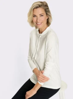 Langarmshirt mit Bindeband am Ausschnitt