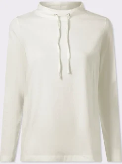 Langarmshirt mit Bindeband am Ausschnitt