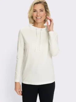 Langarmshirt mit Bindeband am Ausschnitt