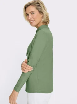 Langarmshirt mit Bindeband am Ausschnitt
