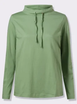 Langarmshirt mit Bindeband am Ausschnitt