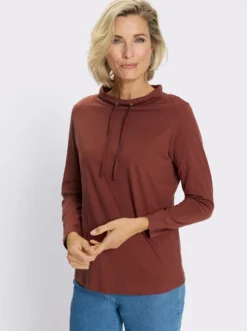 Langarmshirt mit Bindeband am Ausschnitt