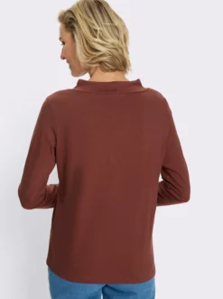 Langarmshirt mit Bindeband am Ausschnitt
