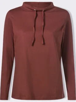 Langarmshirt mit Bindeband am Ausschnitt