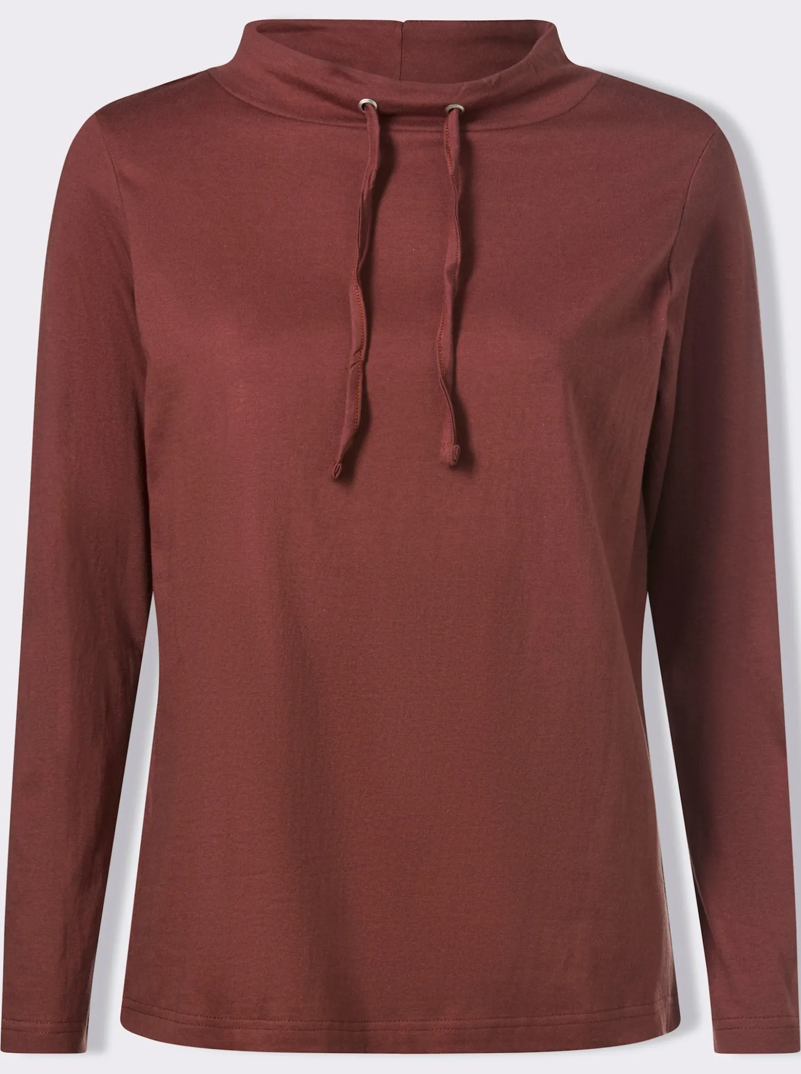 Langarmshirt mit Bindeband am Ausschnitt