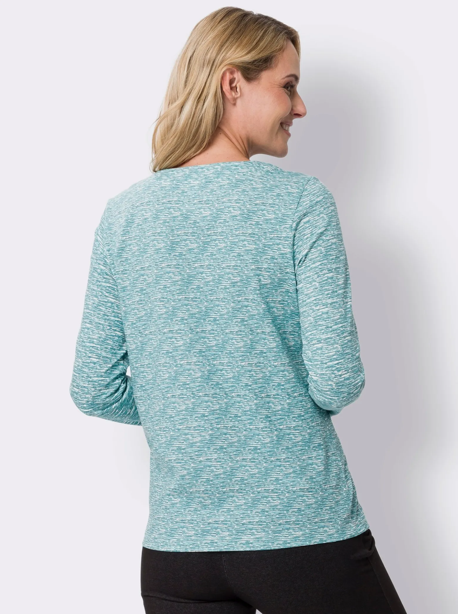 Langarmshirt mit Bindeband am Ausschnitt