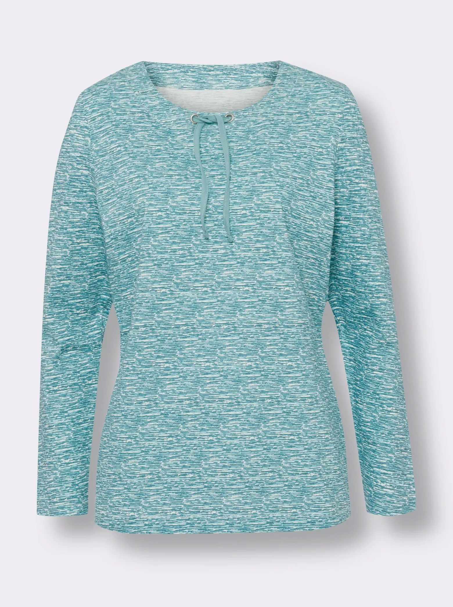 Langarmshirt mit Bindeband am Ausschnitt