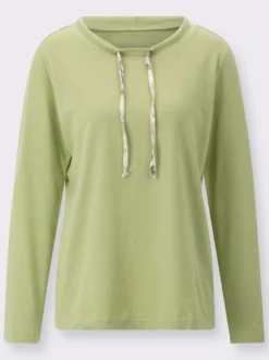 Langarmshirt mit Bindeband am Ausschnitt