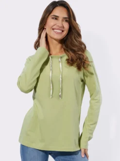 Langarmshirt mit Bindeband am Ausschnitt