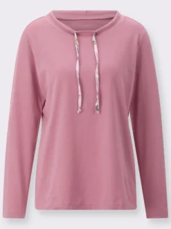 Langarmshirt mit Bindeband am Ausschnitt