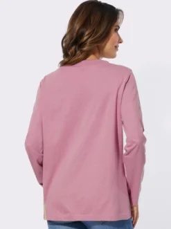 Langarmshirt mit Bindeband am Ausschnitt