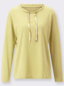 Langarmshirt mit Bindeband am Ausschnitt