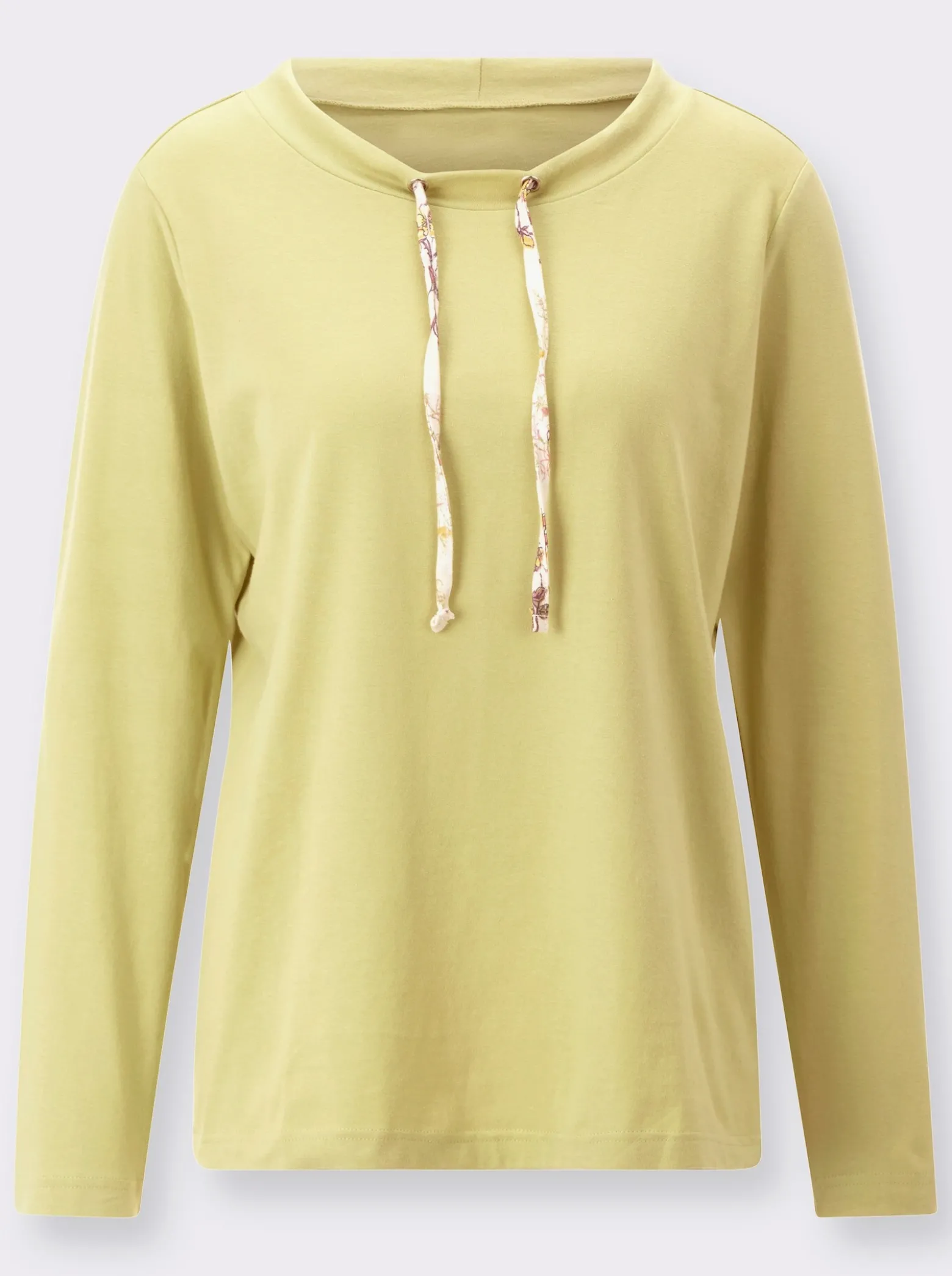 Langarmshirt mit Bindeband am Ausschnitt