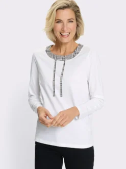 Langarmshirt mit Bindeband und Ösen