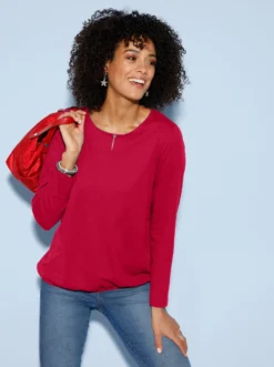 Langarmshirt mit elastischem Saum