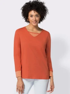 Langarmshirt mit garngefärbten Streifen