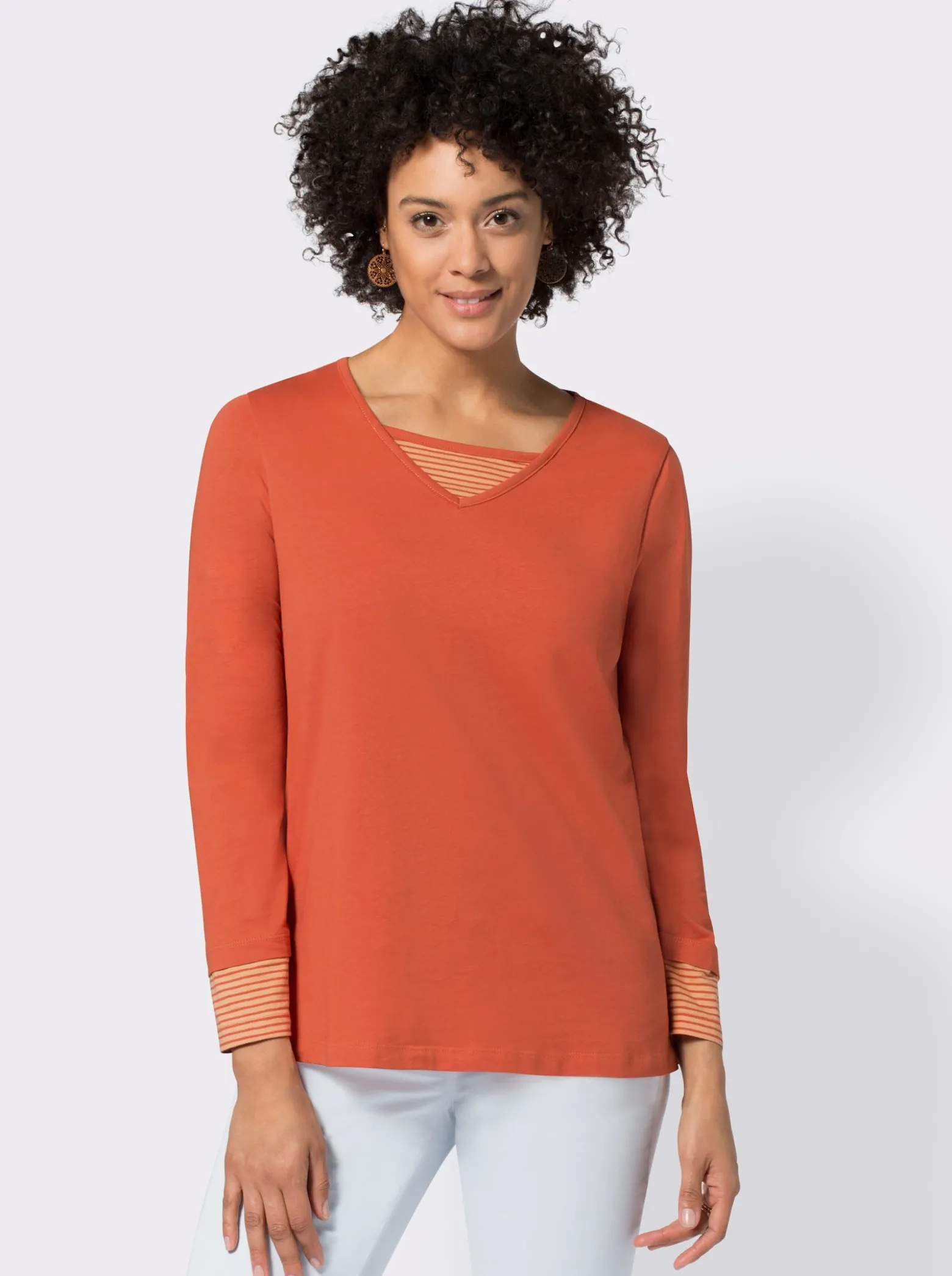 Langarmshirt mit garngefärbten Streifen