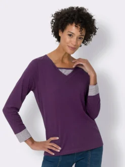 Langarmshirt mit garngefärbten Streifen