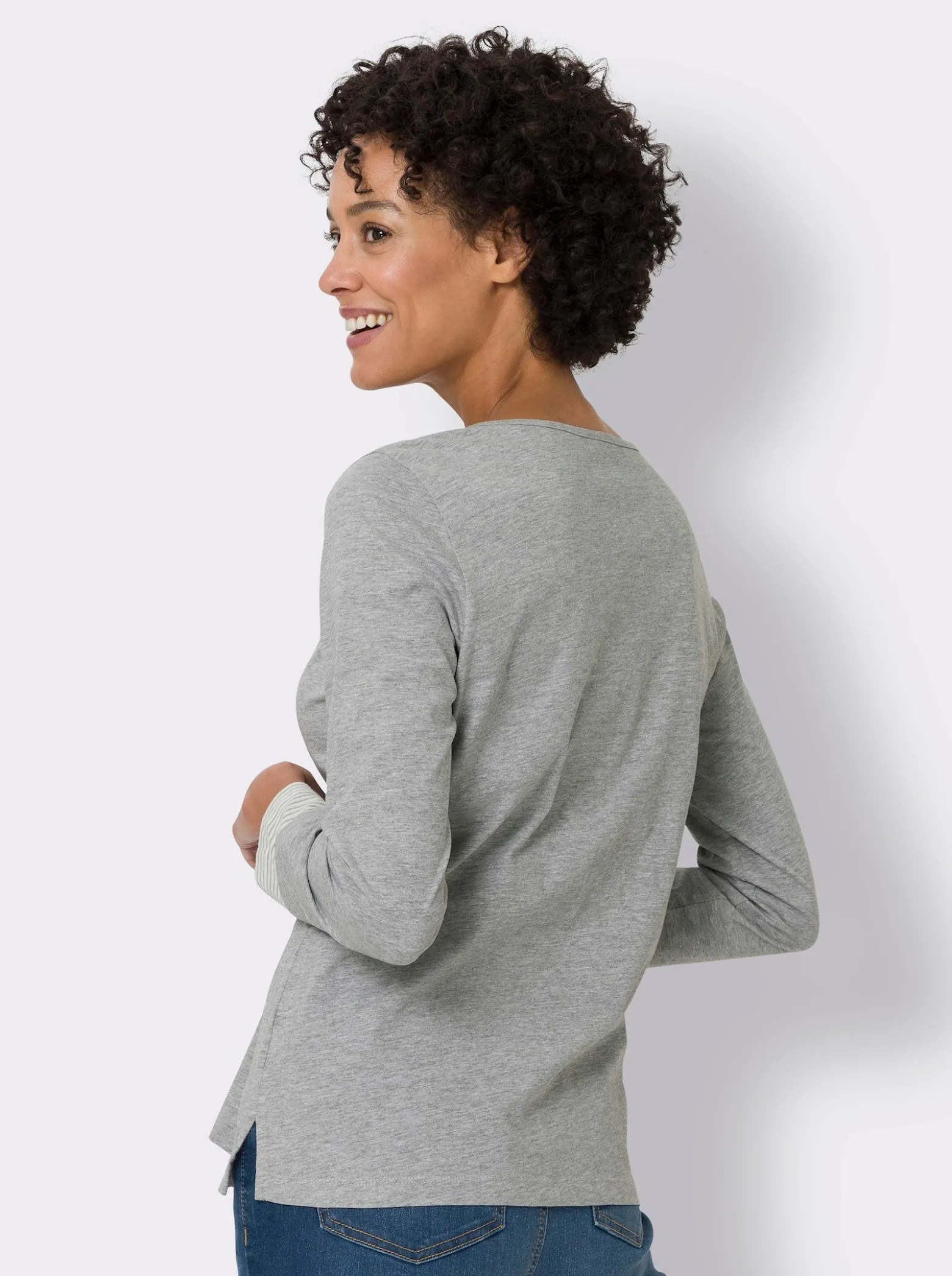 Langarmshirt mit garngefärbten Streifen