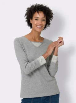 Langarmshirt mit garngefärbten Streifen