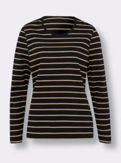Langarmshirt mit garngefärbtem Muster