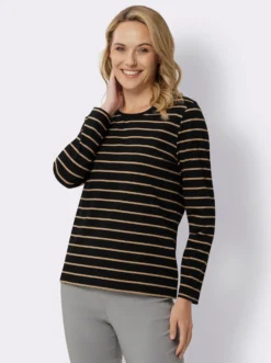 Langarmshirt mit garngefärbtem Muster