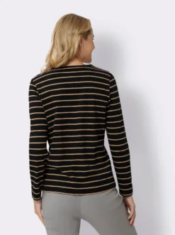 Langarmshirt mit garngefärbtem Muster