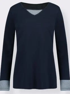 Langarmshirt mit garngefärbten Streifen