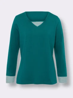 Langarmshirt mit garngefärbten Streifen