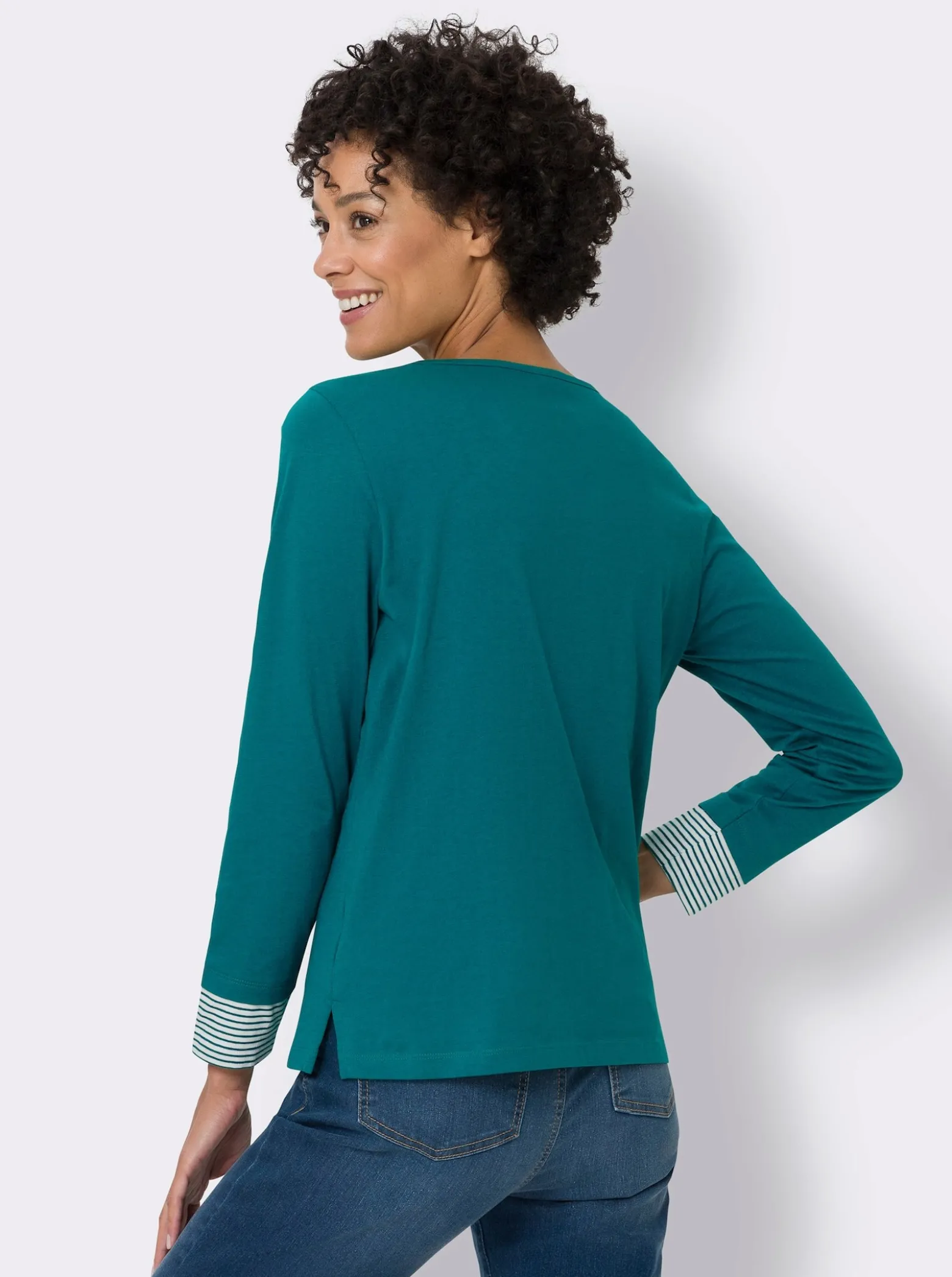 Langarmshirt mit garngefärbten Streifen
