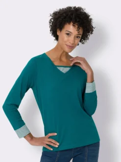 Langarmshirt mit garngefärbten Streifen