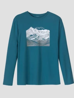 Langarmshirt mit Gebirgs-Druckmotiv