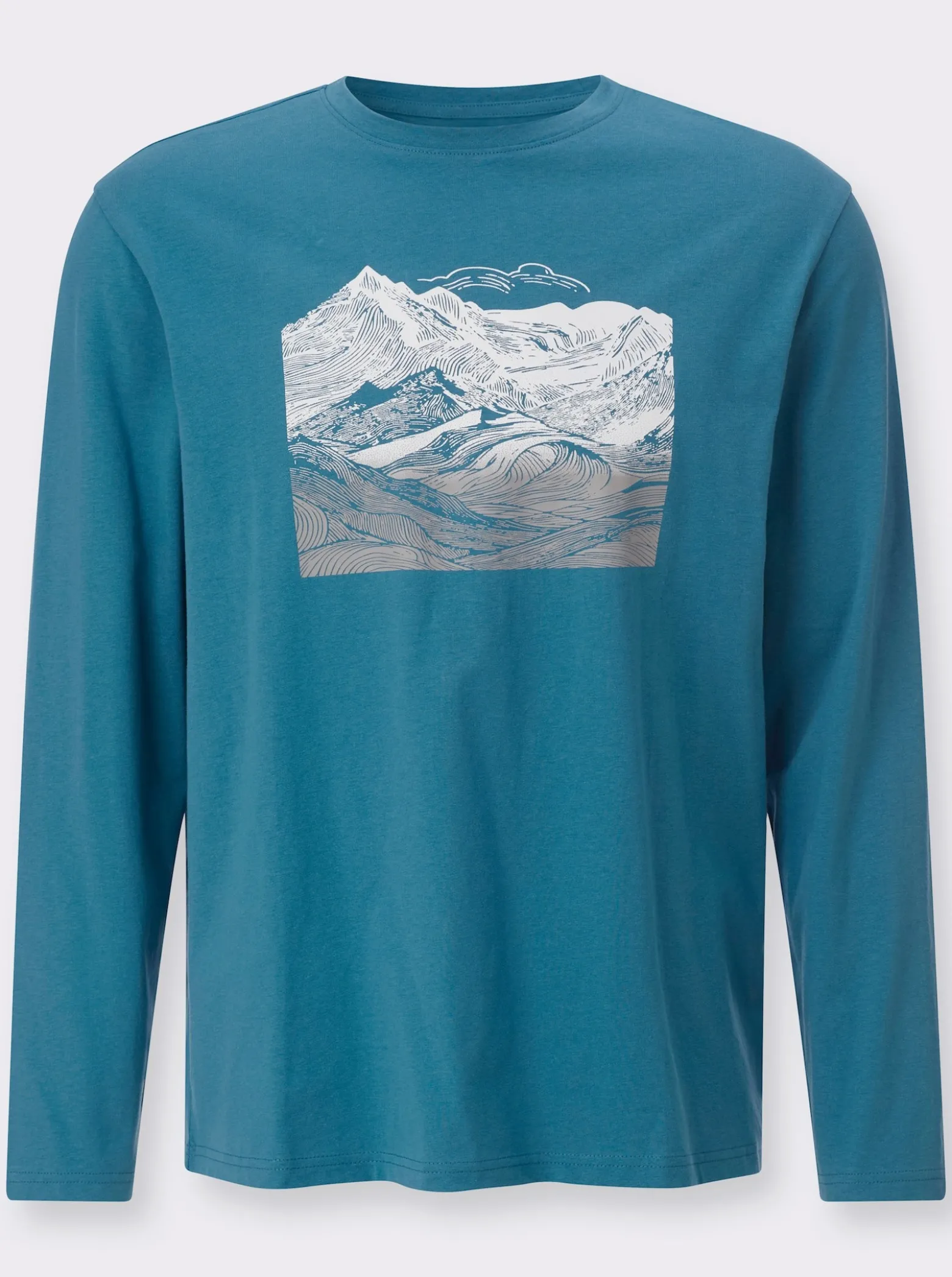 Langarmshirt mit Gebirgs-Druckmotiv