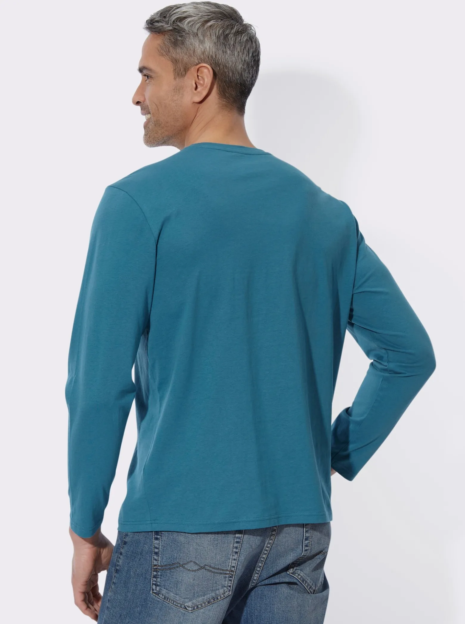 Langarmshirt mit Gebirgs-Druckmotiv