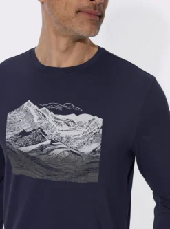 Langarmshirt mit Gebirgs-Druckmotiv