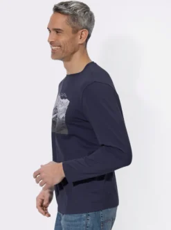 Langarmshirt mit Gebirgs-Druckmotiv