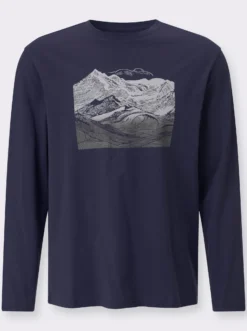 Langarmshirt mit Gebirgs-Druckmotiv